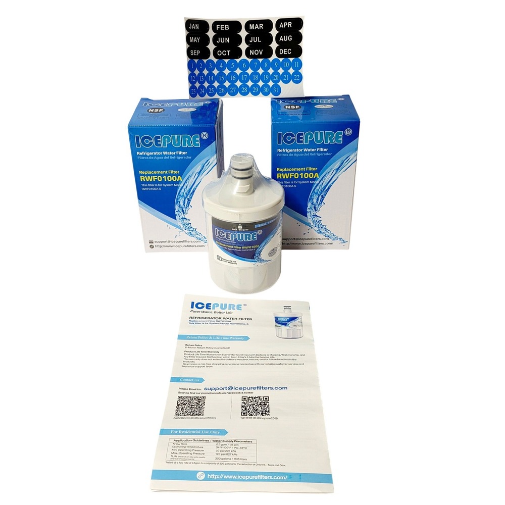 2 ICEPURE‎ Refrigerator Water Filter RWF0100A White NSF Certified Replacement
